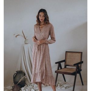 Aura The Label Blush Floral Wrap Dress